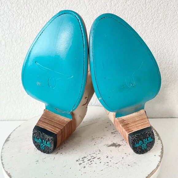 Lane CHELSEA Womens Cowboy Bootie 7.5 Western Ivory Short Cowgirl Ankle Boots - Picture 8 of 11